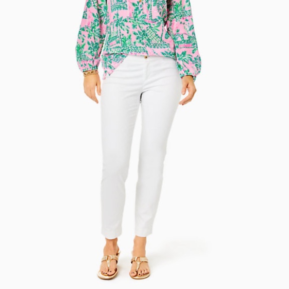 Lilly Pulitzer Kelly Skinny Resort Ankle Pants Textured White size 4